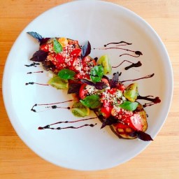 Vibrantly Healthy Grilled Eggplant with Tomatoes and Feta